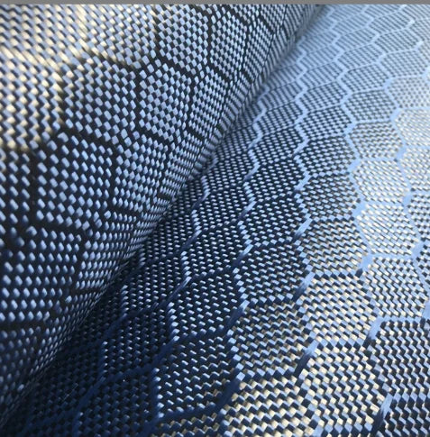 3k 240g Blue Honeycomb Hexagon Carbon Fiber and Aramid Woven